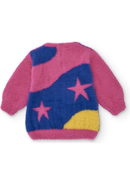Yıldızlı Peluş Elbise - Pembe