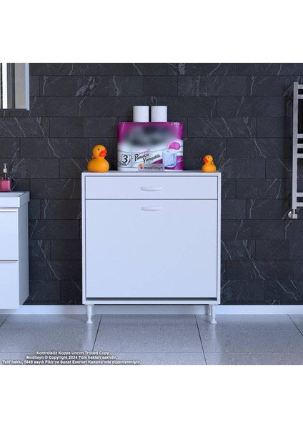 Modilayn Emir 75 x 88 x 32,5 cm 2 Göz Sepetli Kirli Çamaşır Banyo Dolabı Piratik Çok Foksiyonlu Düzenleyici Dolap