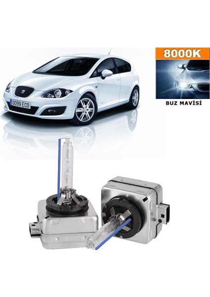 3 Tıkla Seat Leon Mk2 2006-2012 D1S / D1R 8000K Buz Mavisi Hıd Xenon Ampul 2 Adet