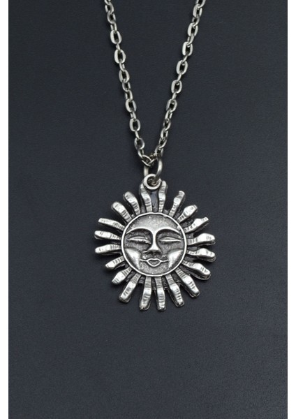 Gülen Surat Güneş Gümüş Kaplama Unisex Düz Zincir Kolye kod 899 fiyatları