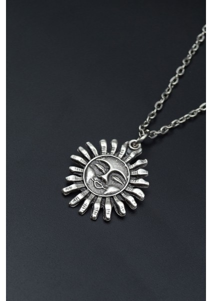 Gülen Surat Güneş Gümüş Kaplama Unisex Düz Zincir Kolye kod 899 modelleri