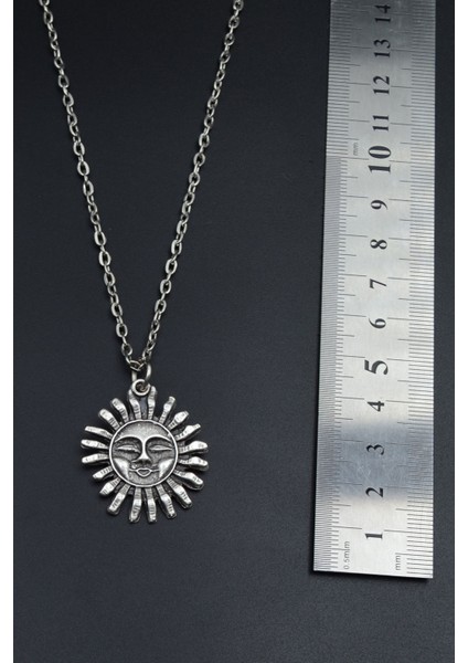 Gülen Surat Güneş Gümüş Kaplama Unisex Düz Zincir Kolye kod 899 fırsatları