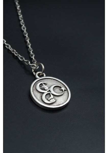 3 Hilal - Ay Yıldız - Kurt- Tuğra Gümüş Kaplama Unisex Düz Zincir Kolye kod 911