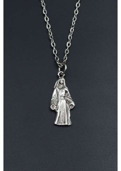 Minimal Meryem Ana Gümüş Kaplama Unisex Düz Zincir Kolye kod 908 fiyatları