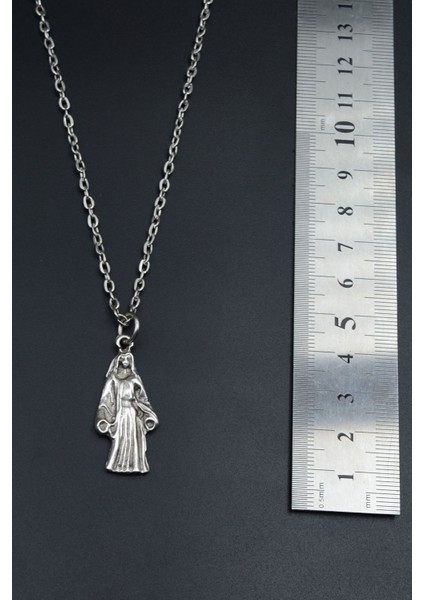 Minimal Meryem Ana Gümüş Kaplama Unisex Düz Zincir Kolye kod 908 fırsatları