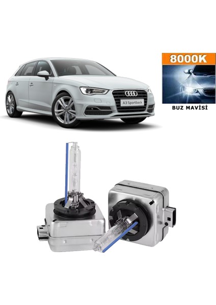 Audi A3 2012-2016 D3S / D3R 8000K Buz Mavisi Hıd Xenon Ampul 2 Adet