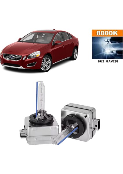 Volvo S60 2010-2018 D3S / D3R 8000K Buz Mavisihıd Xenon Ampul 2 Adet