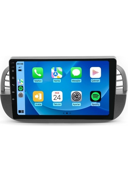 Fiat 500 / 500C Siyah 2011-2015 8 Gb Ram 128 Gb Hafıza 9 Inç Android Auto Ve Carplay Multimedya Sistemi