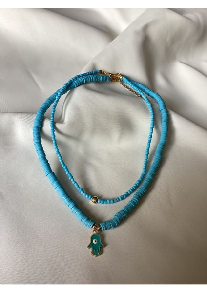 Fimo Boncuk Mavi Renk Set Kadın Kolye fiyatları