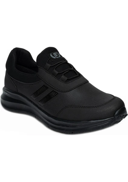 Black Sea Unisex 36-44 Siyah Bağcıksız Mevsimlik Anatomik Comfort Taban Spor Ayakkabı