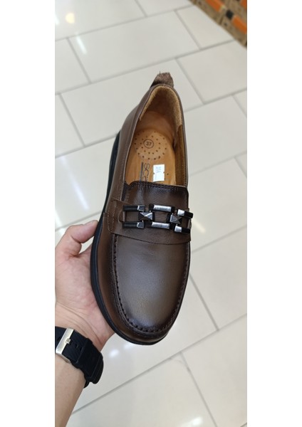 %100 Hakiki Deri 36-40 Ceviz Kahve Bayan Loafer Model Günlük Mevsimlik Tam Ortopedik Ayakkabı
