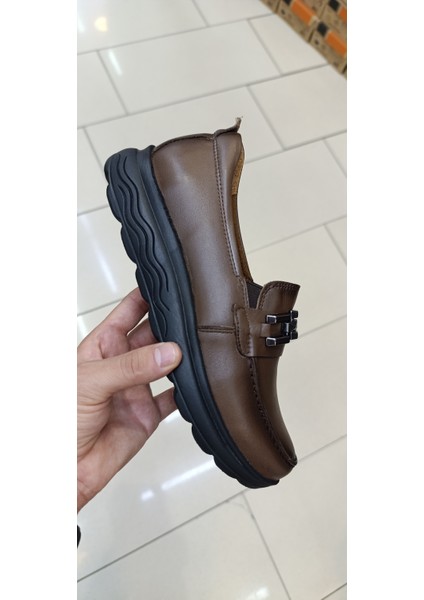 %100 Hakiki Deri 36-40 Ceviz Kahve Bayan Loafer Model Günlük Mevsimlik Tam Ortopedik Ayakkabı
