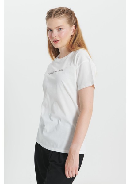 %100 Pamuk Oversize Fit Bol Kesim Bisiklet Yaka Baskılı Tişört fırsatları