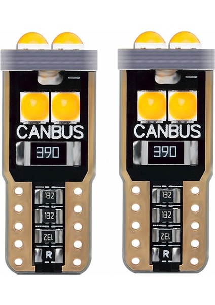 Dekoratif led ampul T10-6SMD 3030 CANBUS 12V çift turuncu / LAAM866