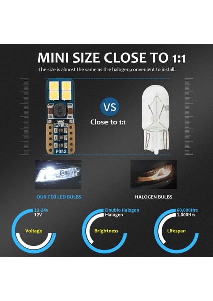 Led Ampul T10 8 SMD Canbus'lı Beyaz 2'li Set 12V / LAAM628 indirimleri