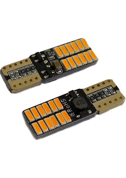 T10 Led Ampul 24 SMD Canbus'lı Turuncu 2'li Set 12V / LAAM627-3