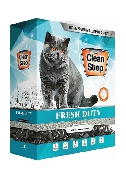 Clean Step Fresh Duty Aktif Karbonlu Bahar Kokulu Ince Taneli Topaklanan Bentonit Kedi Kumu 10 Lt - JDW-CS010