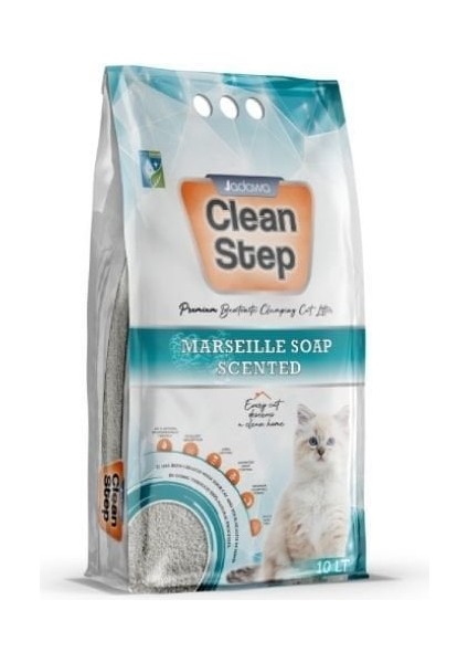 Clean Step Aktif Karbonlu Marsilla Kokulu Ince Taneli Topaklanan Bentonit Kedi Kumu 10 Lt - JDW-CS003