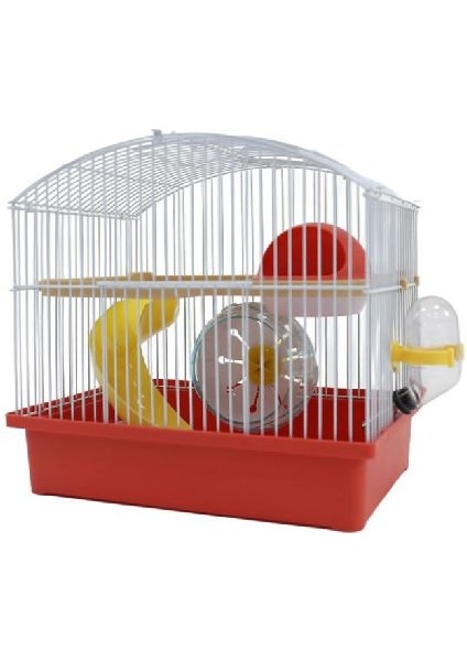 Oval Oyuncaklı Hamster Kafesi Kırmızı