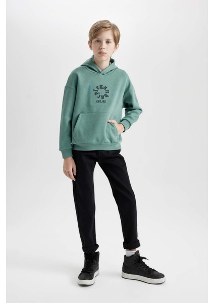 Erkek Çocuk Oversize Geniş Kalıp Kapüşonlu Cepli Sweatshirt D1909A824WN fiyatları