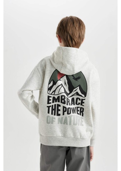 Erkek Çocuk Oversize Geniş Kalıp Baskılı Kapüşonlu Sweatshirt D5387A824WN indirimleri
