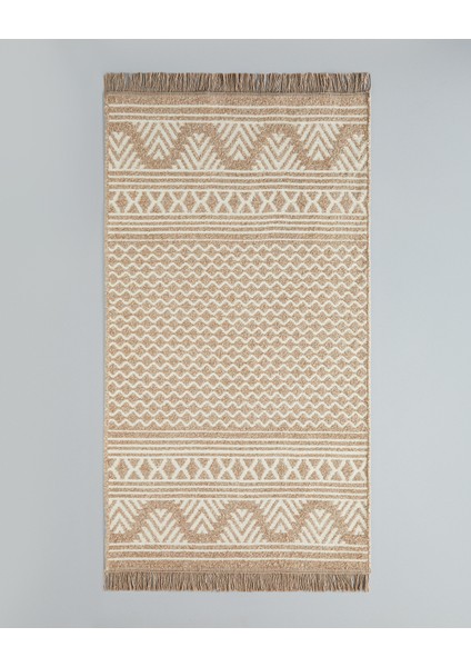 Welle Dokuma Kilim 80X150 cm Açık Krem - Kahve