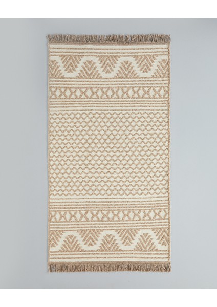 Welle Dokuma Kilim 80X150 cm Açık Krem - Kahve