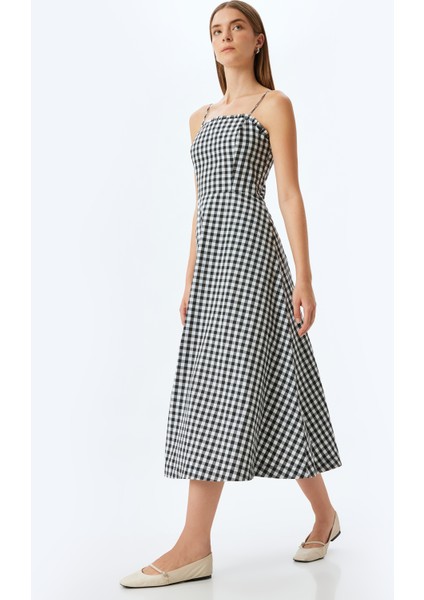 Uzun Askılı Elbise Fırfır Detaylı Cepli fiyatları