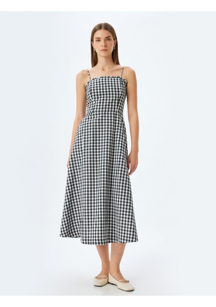 Uzun Askılı Elbise Fırfır Detaylı Cepli modelleri