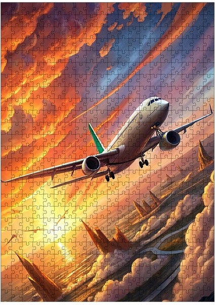 Ahşap Mdf Puzzle Yapboz Uçak Kalkışı 500 Parça 50*70 cm