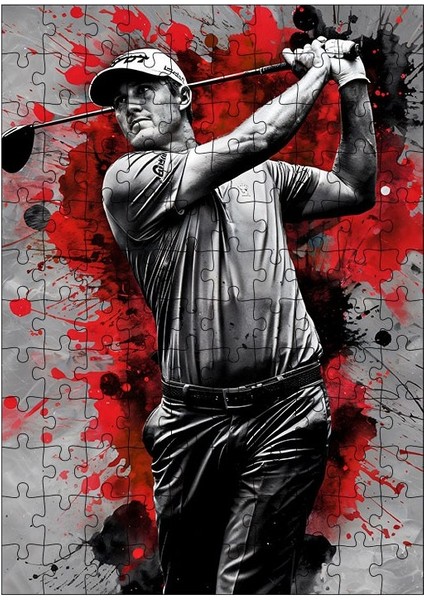 Ahşap Mdf Puzzle Yapboz Golf Oynayan Adam 120 Parça 25*35 cm