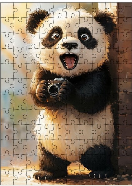 Ahşap Mdf Puzzle Yapboz Mutlu Panda 120 Parça 25*35 cm