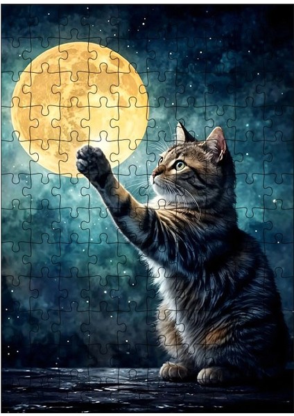 Ahşap Mdf Puzzle Yapboz Ayı Yakalayan Kedi 120 Parça 25*35 cm