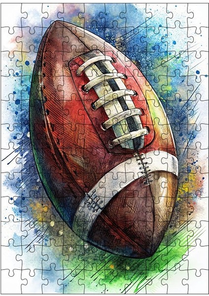 Ahşap Mdf Puzzle Yapboz Amerikan Futbol Topu 120 Parça 25*35 cm