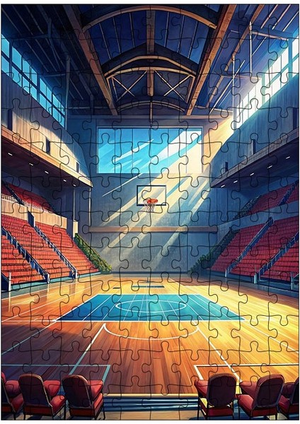 Ahşap Mdf Puzzle Yapboz Basketbol Sahası 120 Parça 25*35 cm