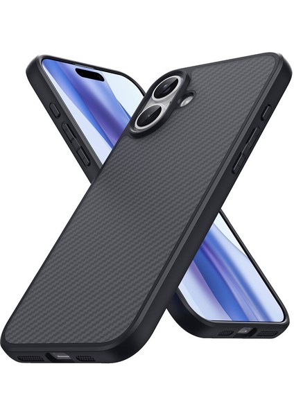 Apple iPhone 16 PlusKılıf Magsafeli karbonfiber Tasarımlı Fibronis Premium Kapak