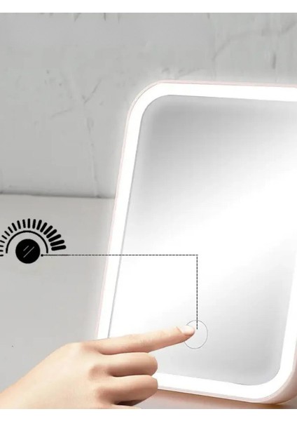 Beyaz Renk Masaüstü Dokunmatik Makyaj Aynası LED Işıklı Pembe Renk Make Up Mirror indirimleri