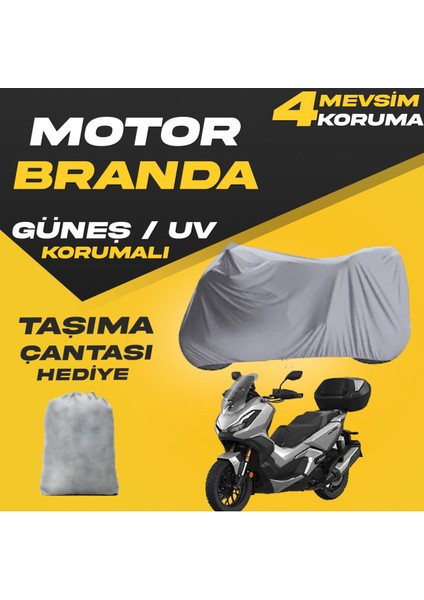 Brammo Enertia Plus Arka Çanta Uyumlu Miflonlu Motor Branda Örtü Miflonlu Premium 4 Mevsim Koruma Gri Taşıma Çantalı