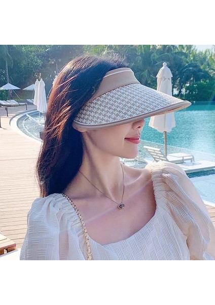 Dış Mekan Için Geniş Kenarlı Güneş Şapkası, Üstü Boş Hasır Dokuma Güneş Şapkası, Anti-Uv (Yurt Dışından)