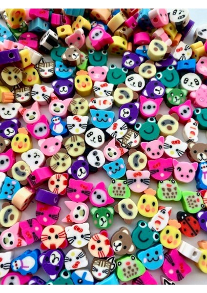 25 Adet Polimer Kil Fimo Karışık Renkli Hayvan Figür Boncuk Hamur Boncuk