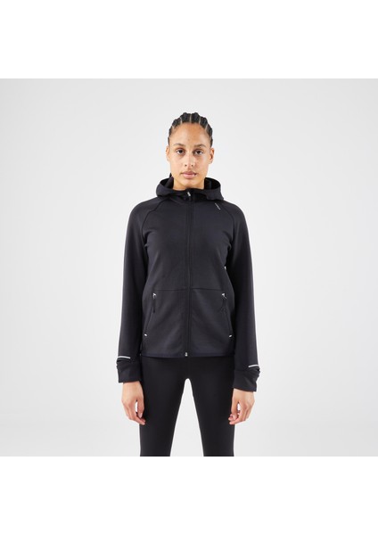 Kiprun Kadın Koşu Ceketi - Siyah/Füme - KIPRUN RUN 500 Warm