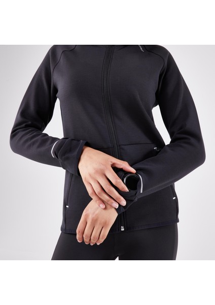 Kiprun Kadın Koşu Ceketi - Siyah/Füme - KIPRUN RUN 500 Warm fırsatları