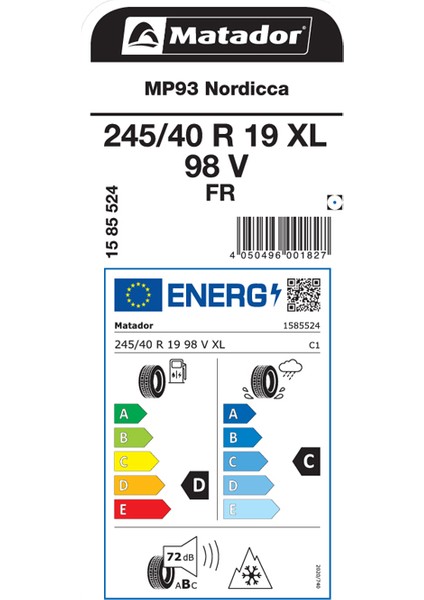 245/40 R19 98V Xl Fr Mp93 Nordicca Oto Kış Lastiği ( Üretim Yılı: 2024 )