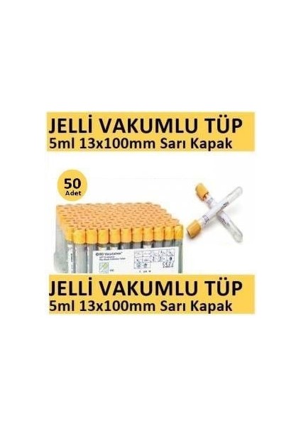 50 Adet Kan Alma Tüpü, Vakumlu Jelli, Sarı Kapak 5ml 13X100MM, Bd Vacutainer Sst 2 Advance Plus