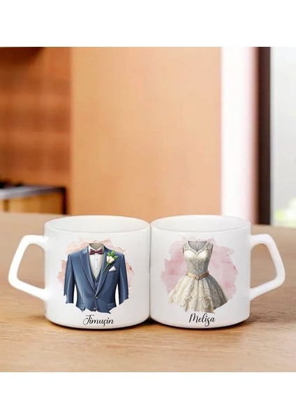 Çiftlere Özel İsimli Espresso Kupa Bardak