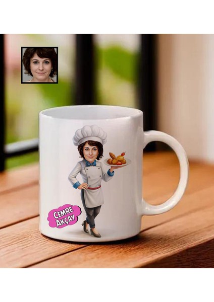 Kişiye Özel Karikatürlü Aşçı Temalı Kupa Bardak