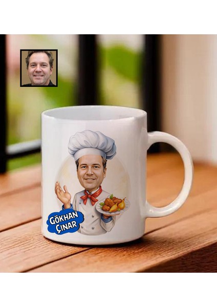 Kişiye Özel Karikatürlü Aşçı Temalı Kupa Bardak
