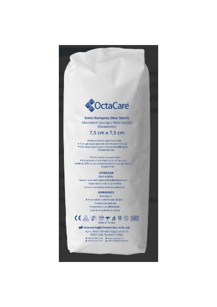 Medikaltec Octacare Emici Kompres 8 Kat Nonsteril 7,5cm x 7,5cm 100 Adet