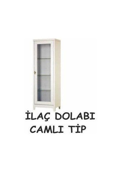 Ilaç Ve Malzeme Dolabı Camlı Kilitlenebilir Kapak