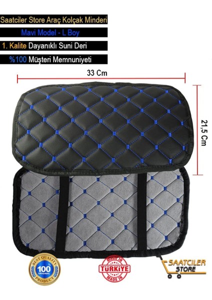 Mini Oto Modellerine Uygun Kolçak Örtüsü Capitone Süngerli Mavi Nakışlı